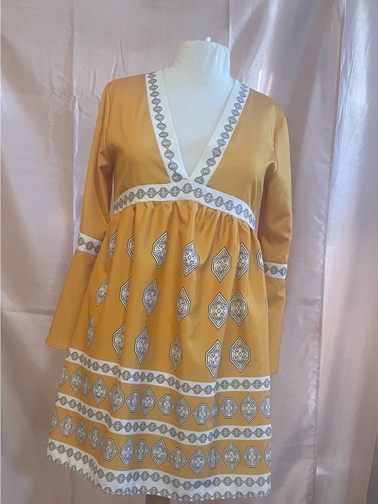 Amazon Dresses & Skirts - V-Neck Long-Sleeve Mini Dress in Mustard